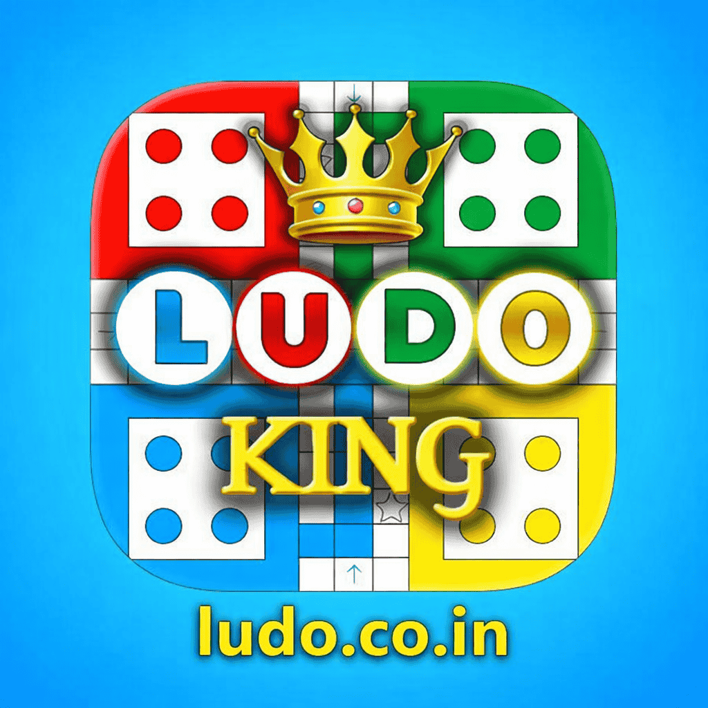 Ludo King game logo with blue background and ludo.co.in website name